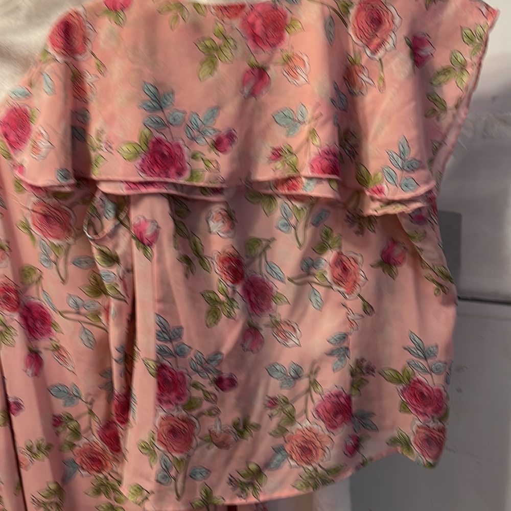 Vintage Mary McFadden Pink Floral Poly Dress & Short Sleeve Jacket Size 16 sku1 - Picture 3 of 4